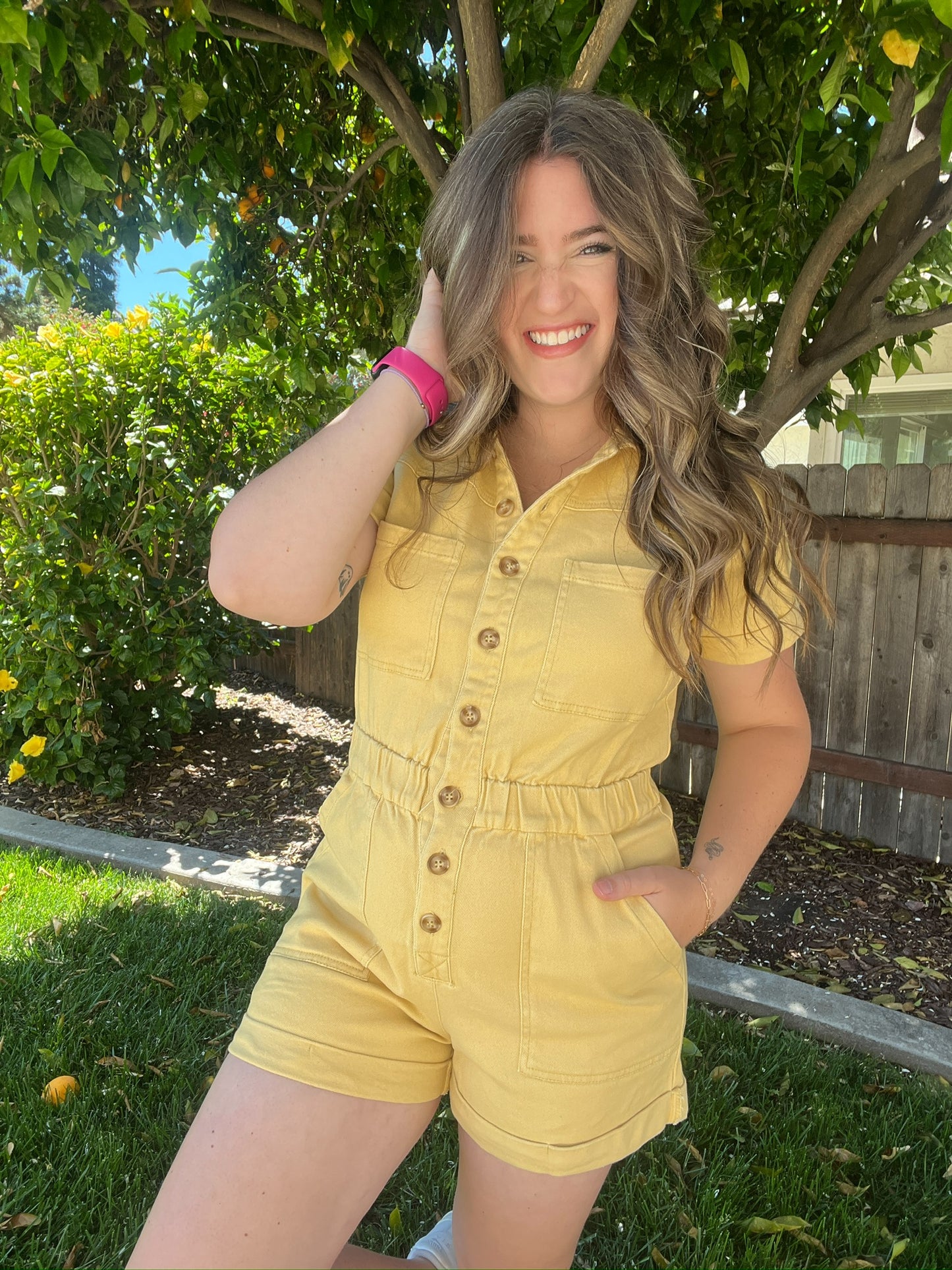 Sunflower Denim Romper
