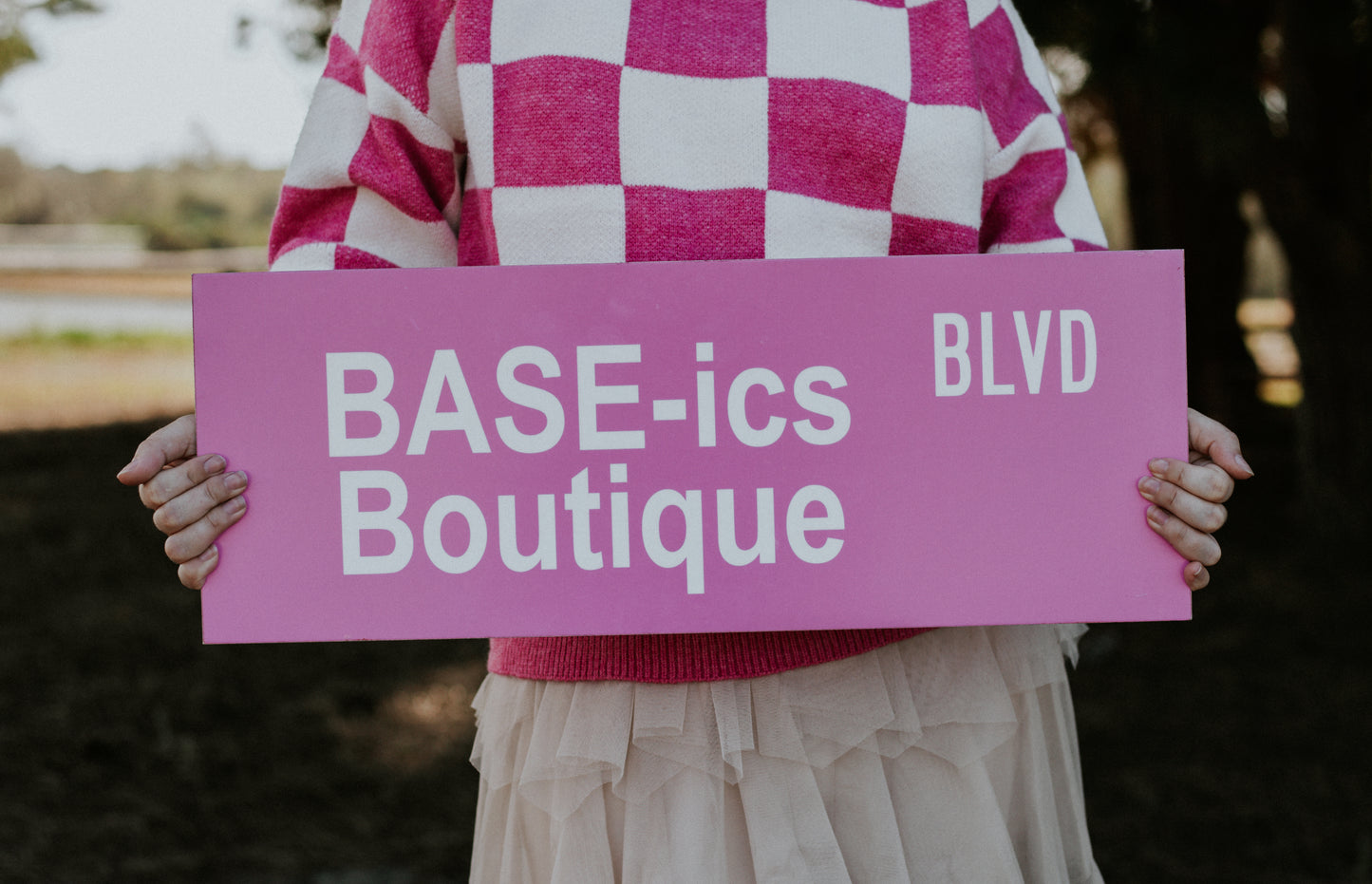 On Friday's We Wear PINK Checkered Sweater