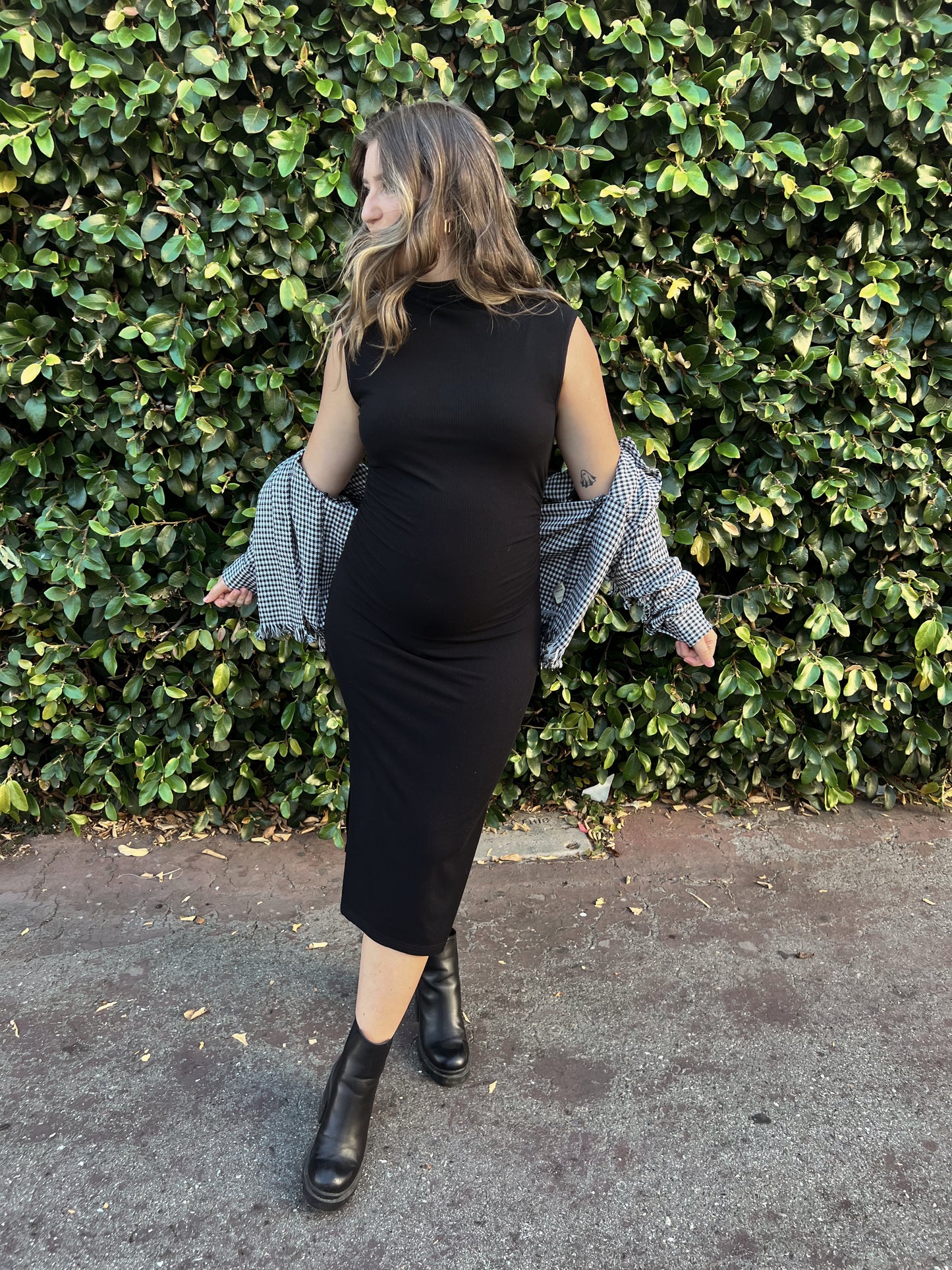 Meet Me Halfway Midi Dress- Black