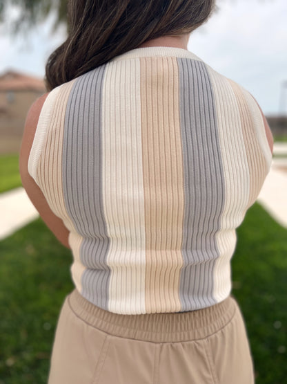 Get In Line Sweater Tank- Striped