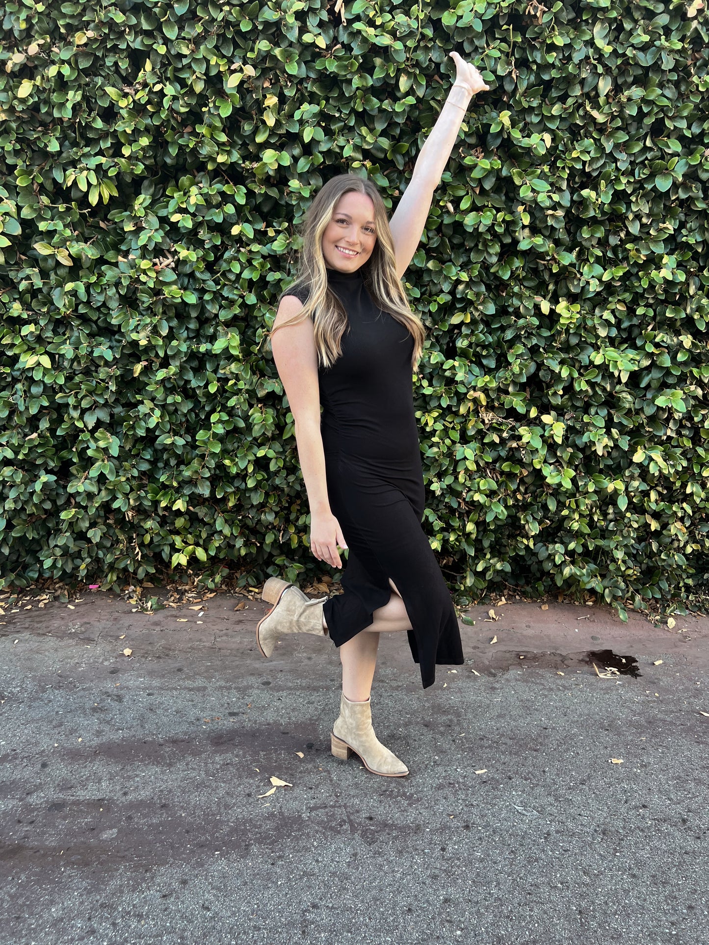 Meet Me Halfway Midi Dress- Black