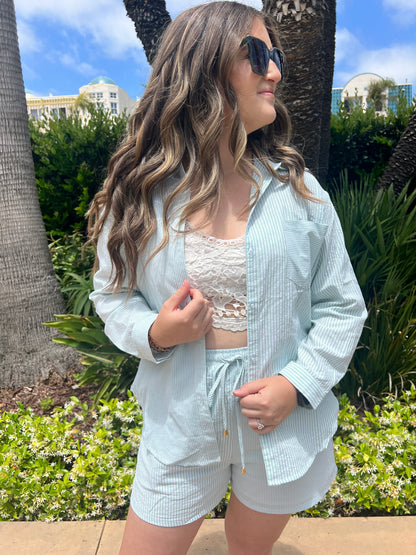 Coastal Breeze Button Down- Sage