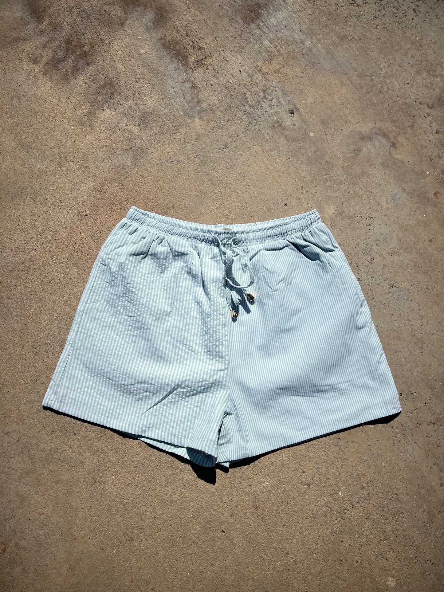 Coastal Breeze Pinstripe Shorts- Sage