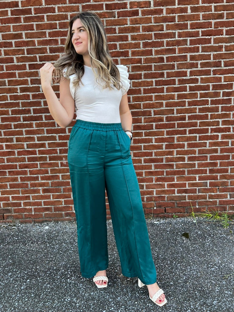 She Means Business Trousers- Teal