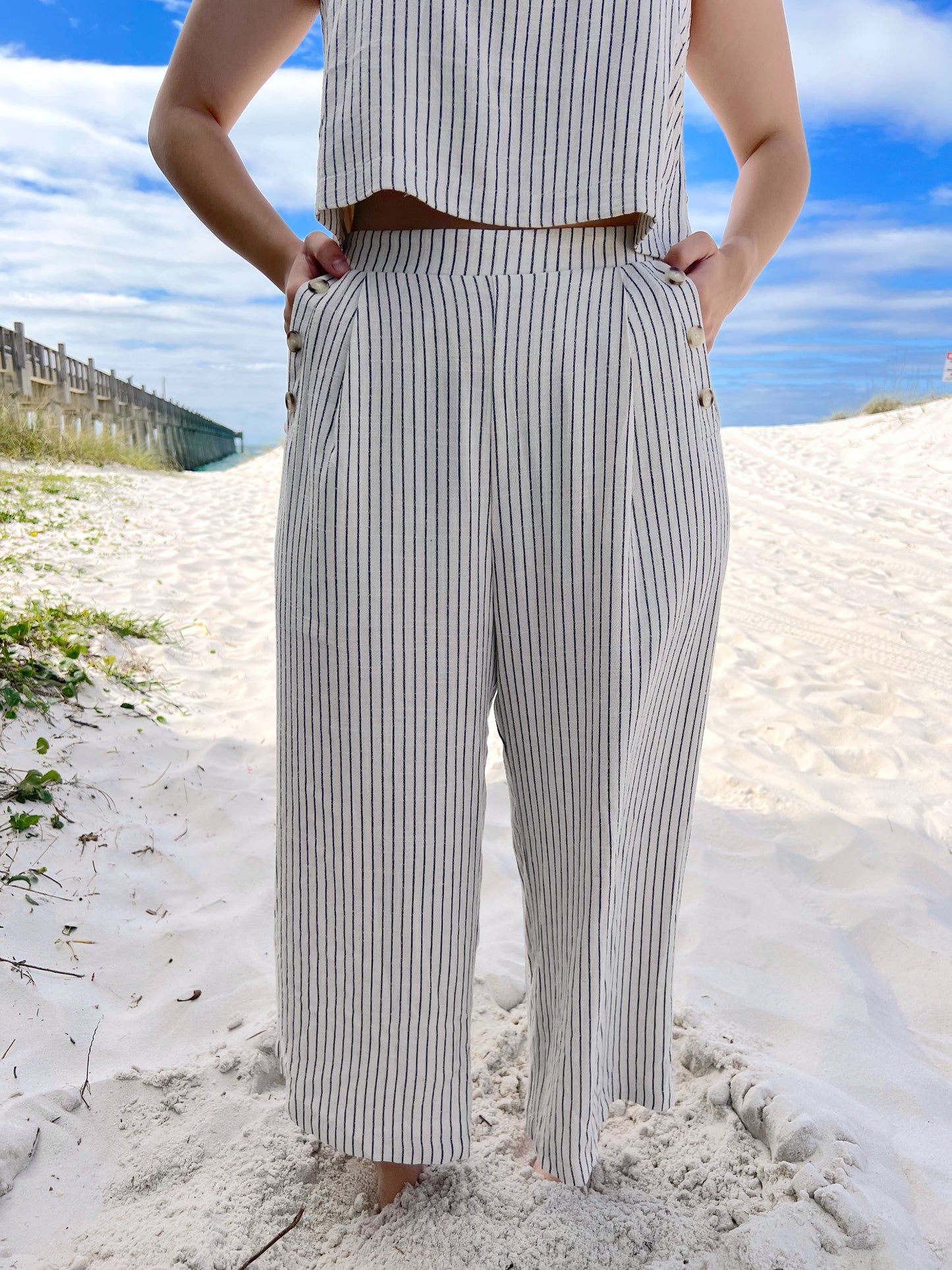 Love is a Cowboy Cropped Pant- Striped